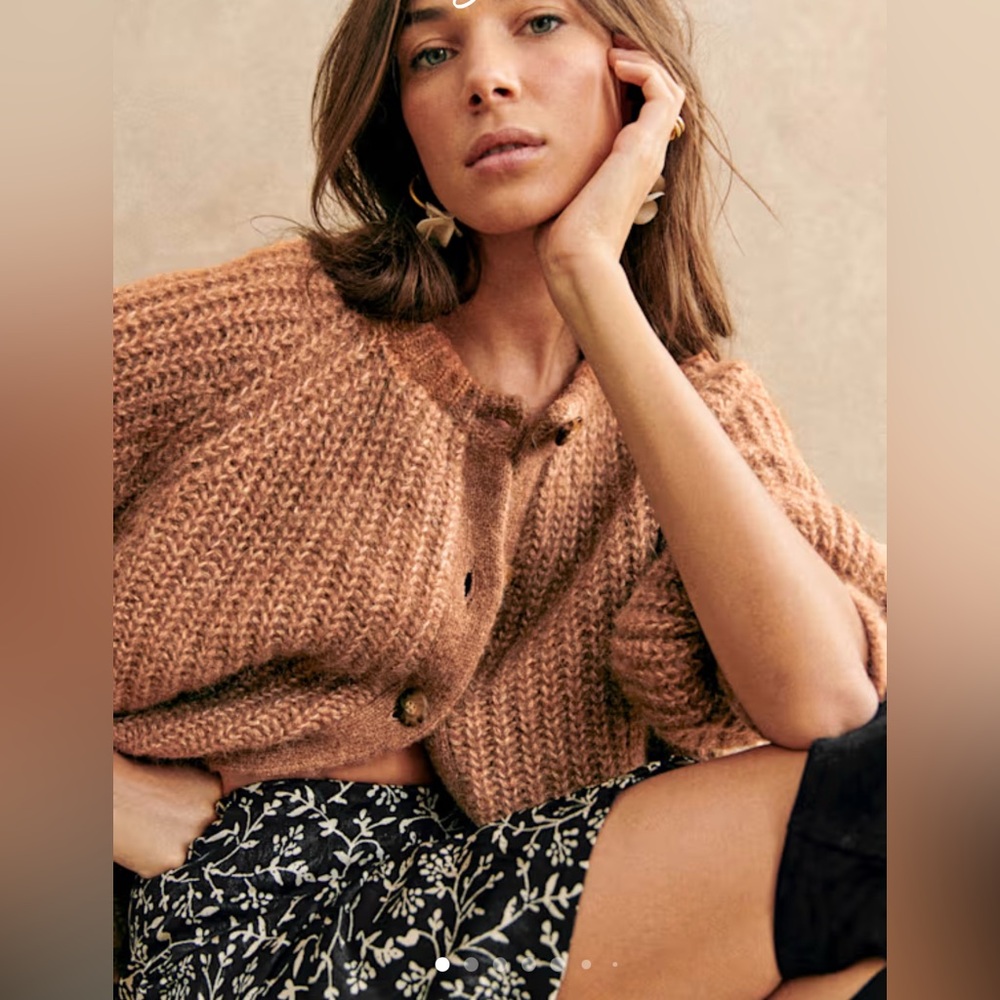 Sezane Tan Cardigan Sweater